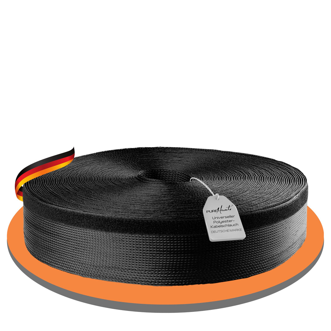 PureMounts PM-SOCKS-85B-50 universeller Polyester-Kabelschlauch (Klettverschluss, 85mm, Länge: 50m R