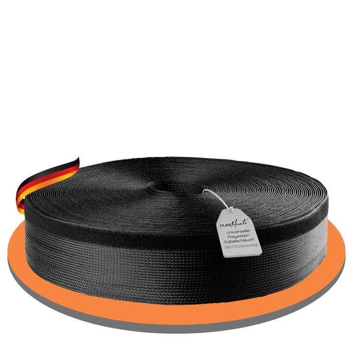 PureMounts PM-SOCKS-85B-50 universeller Polyester-Kabelschlauch (Klettverschluss, 85mm, Länge: 50m R