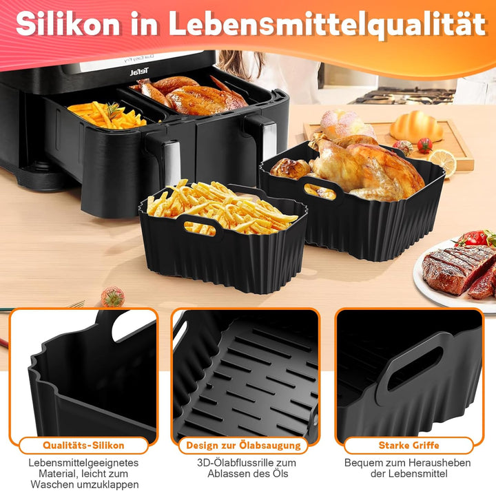 Heissluftfritteuse Zubehör für Tefal Ey9018 Dual Easy Fry 8,3L(5,2+3,1L), Airfryer Silikonform Zubeh