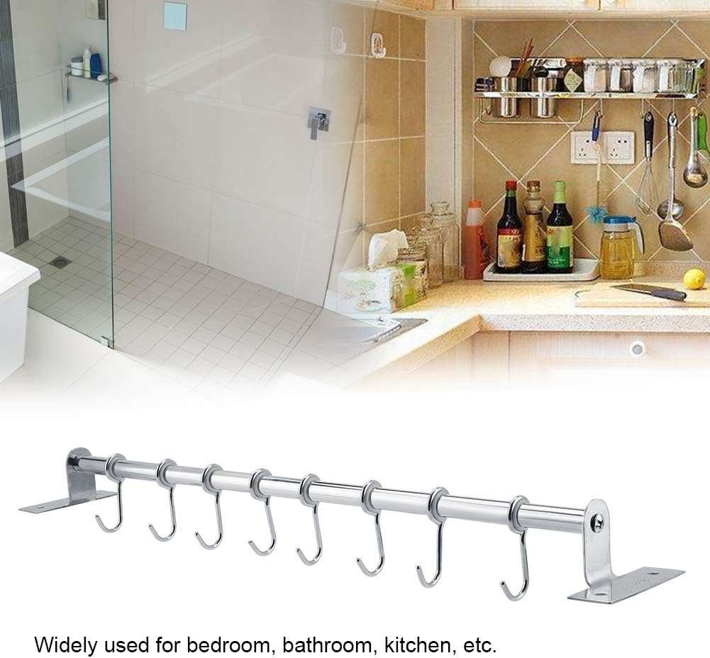 Wandmontierte Schiene Rack Wandhaken Metall Haken Edelstahl Kleiderbügel mit Schiebehaken Utensil Ha