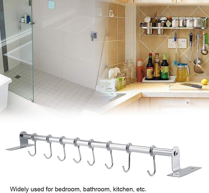 Wandmontierte Schiene Rack Wandhaken Metall Haken Edelstahl Kleiderbügel mit Schiebehaken Utensil Ha
