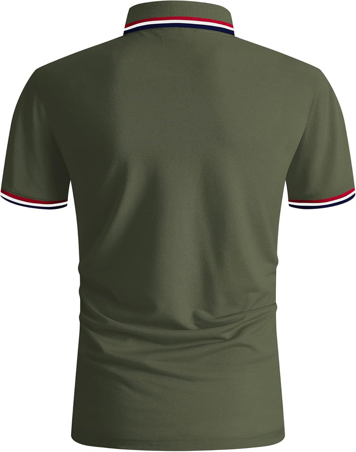 geeksport Poloshirts Herren Kurzarm Tennis Slim Fit Golf Polo Shirt Männer Sport Schnelltrocknend At