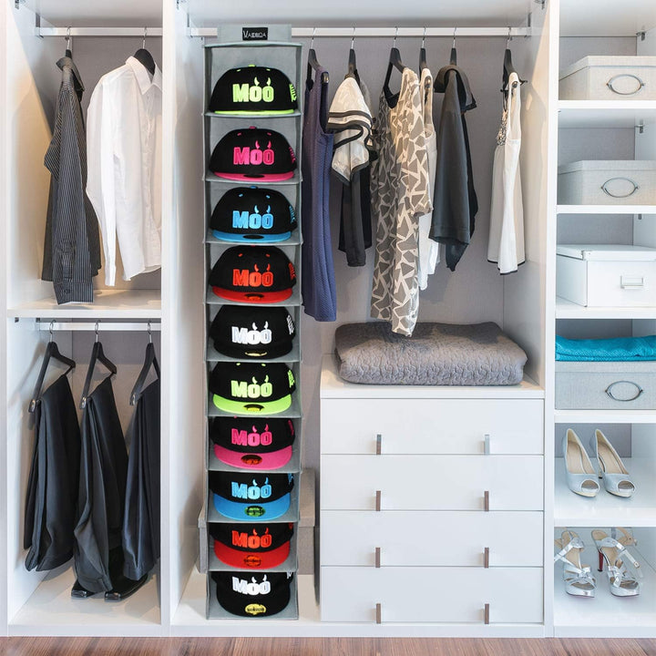VAESIDA Hutablage & Baseball Kappen-Halter – 10 Regale, hängender Schrank für Baseballhut-Aufbewahru