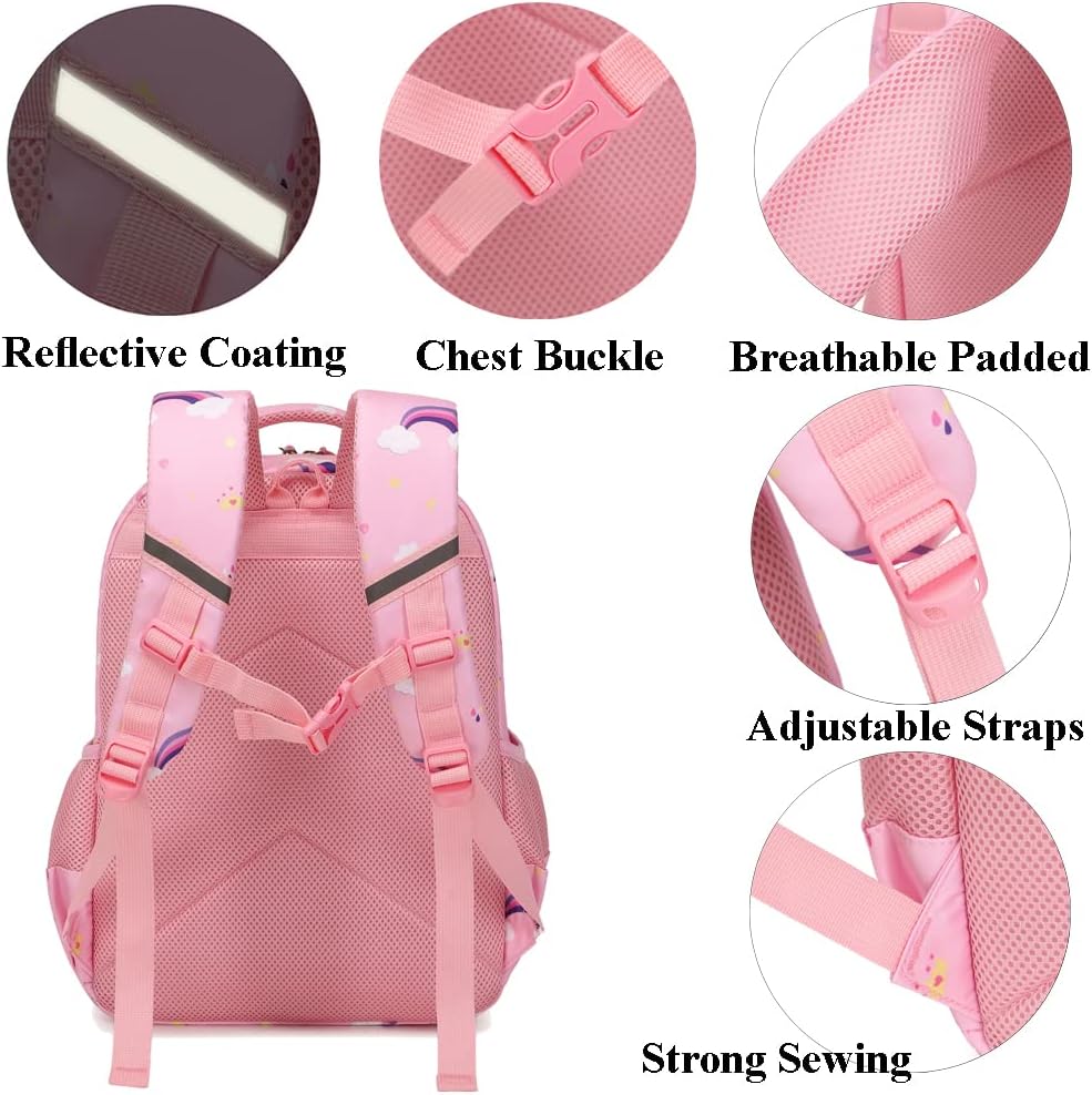 Kinderucksack Einhorn für Mädchen Schulrucksack Rucksack Kinder Schultasche 3 in 1 Schultaschen Sets
