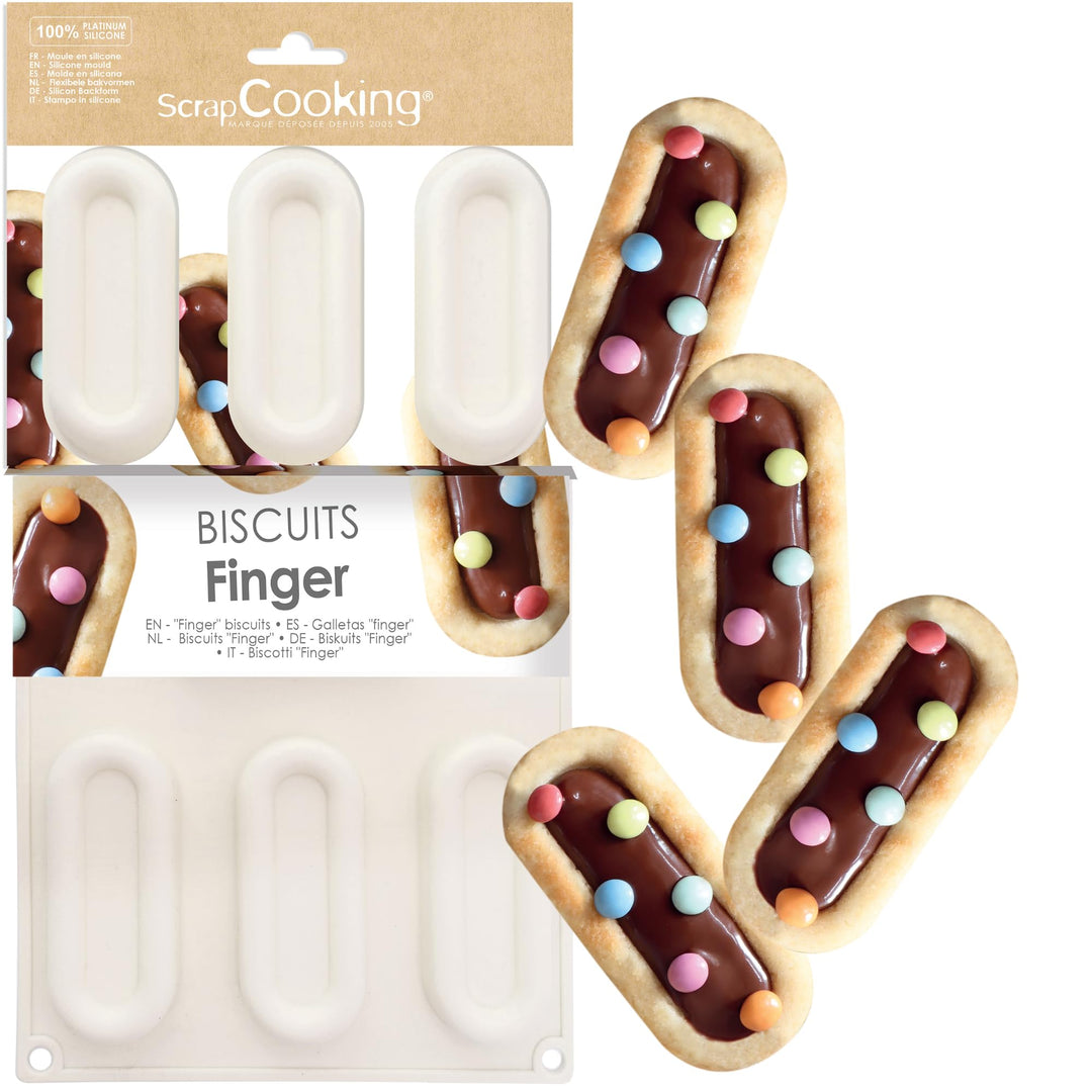 ScrapCooking - Silikonform für 7 Finger-Kekse - Backform für Riegel & Barquettes - Für Ofen & Gefrie