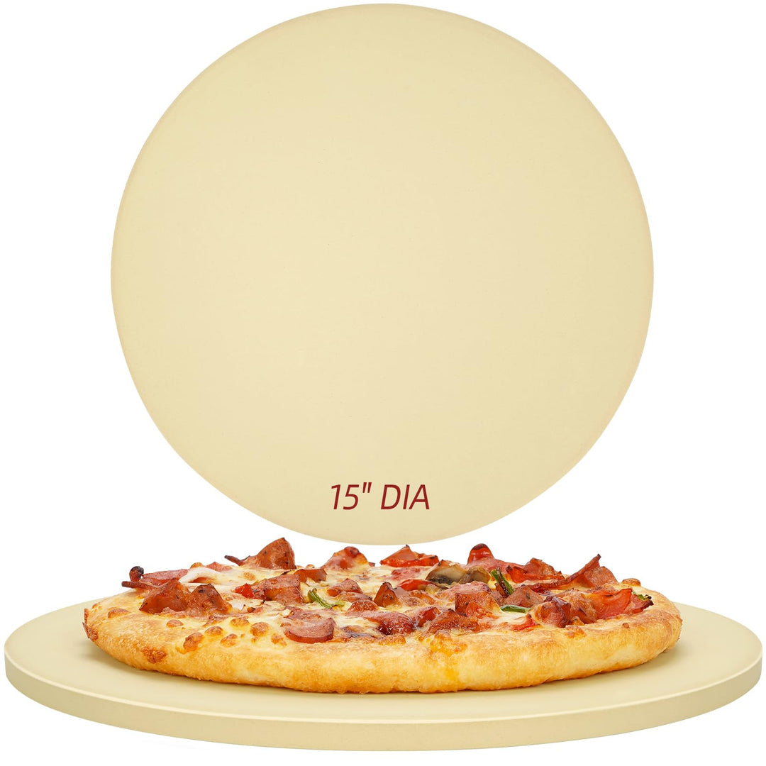 Runder Pizzastein für Grill und Backofen - 38 cm grosser Backstein, robuster Cordierit-Pizzastein fü