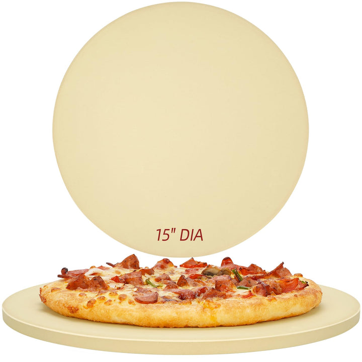Runder Pizzastein für Grill und Backofen - 38 cm grosser Backstein, robuster Cordierit-Pizzastein fü