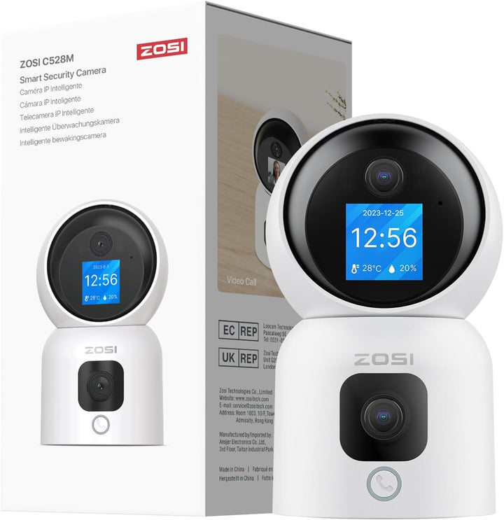 ZOSI Dual-Linse WLAN Überwachungskamera Innen 3MP+3MP, 2-Wege-Video, 2,4/5Ghz WiFi IP Kamera 360° Sc