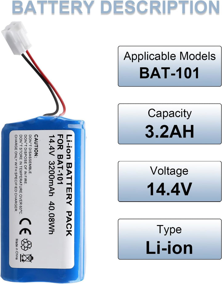 14,4 V 2600 mAh/37,44 Wh Ersatzakku für Smart Plus, Lithium-Ionen-Staubsaugerakku, kompatibel mit Cl