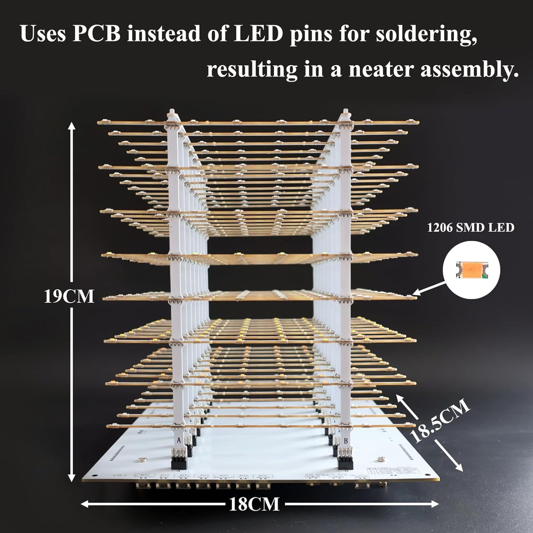 iCubeSmart 3D8P-MULTI, 3D-LED-Würfel-Set, Elektronische Kits, LED Cube Bausatz DIY Kit LED Licht Cub