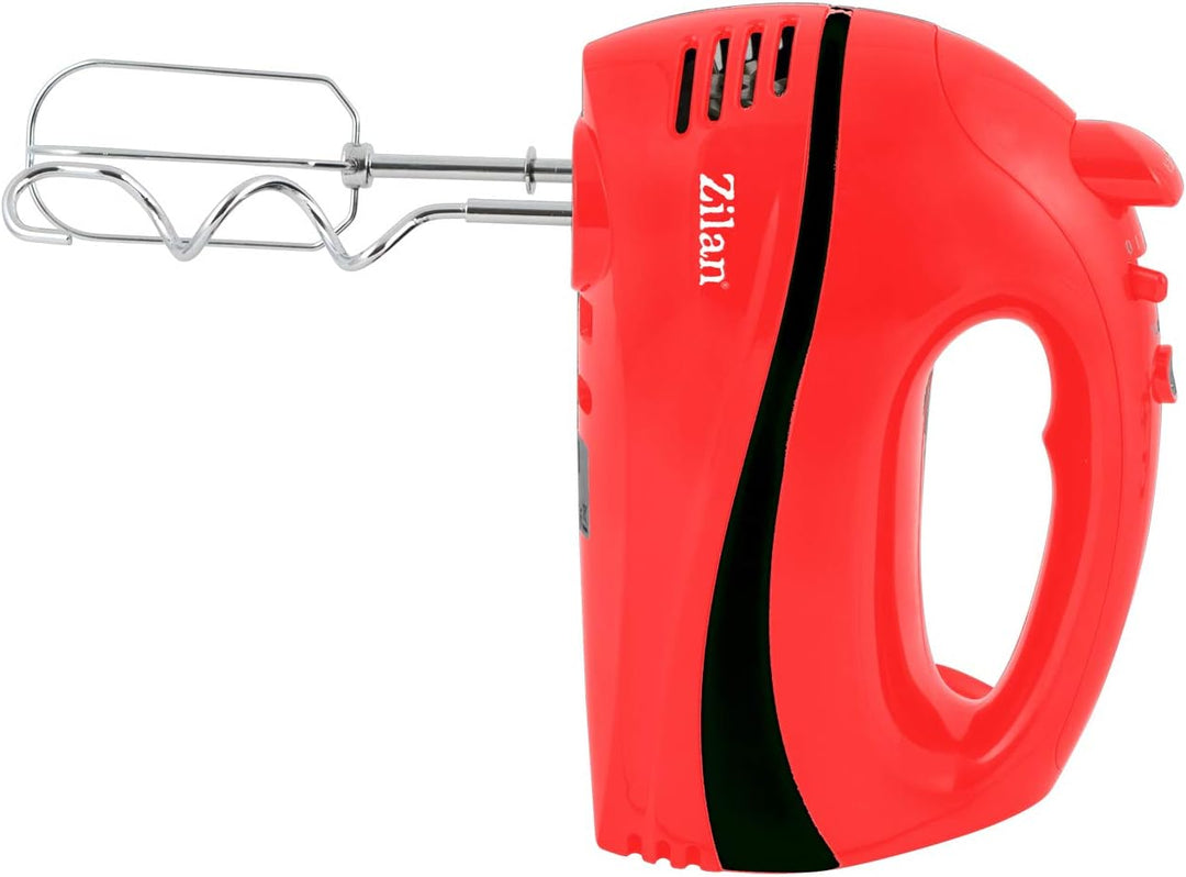 Zilan Handrührer, Handrührer, 300 W, 5 Geschwindigkeiten, Turbo, Rot