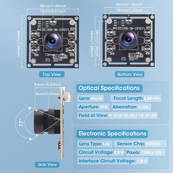 OV9732 Kameramodul 3er Set, USB Kamera, Kompatibel mit Autodarts Kamera System, 1280x720 30FPS HD, 1