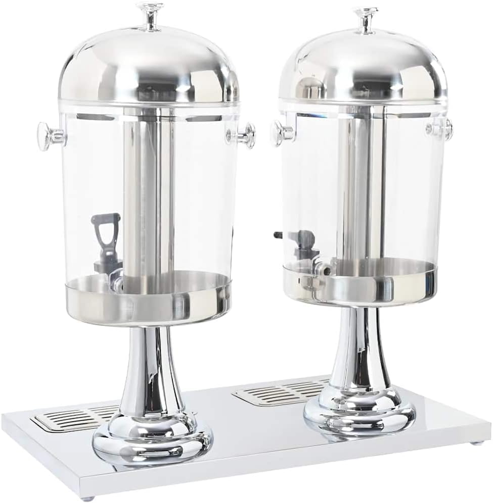 vidaXL Getränkespender Saftspender Wasserspender 2-Fach Edelstahl 2 x 8 Liter