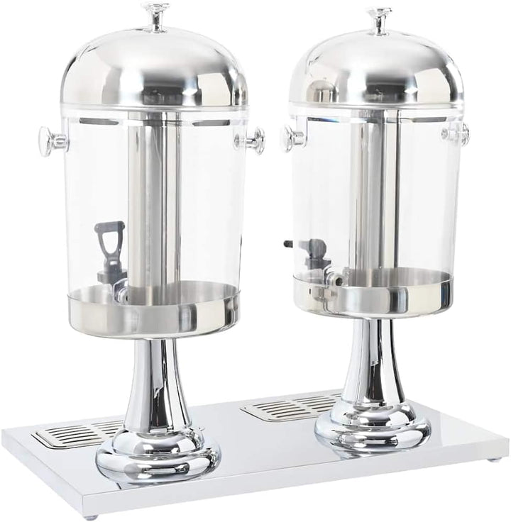 vidaXL Getränkespender Saftspender Wasserspender 2-Fach Edelstahl 2 x 8 Liter
