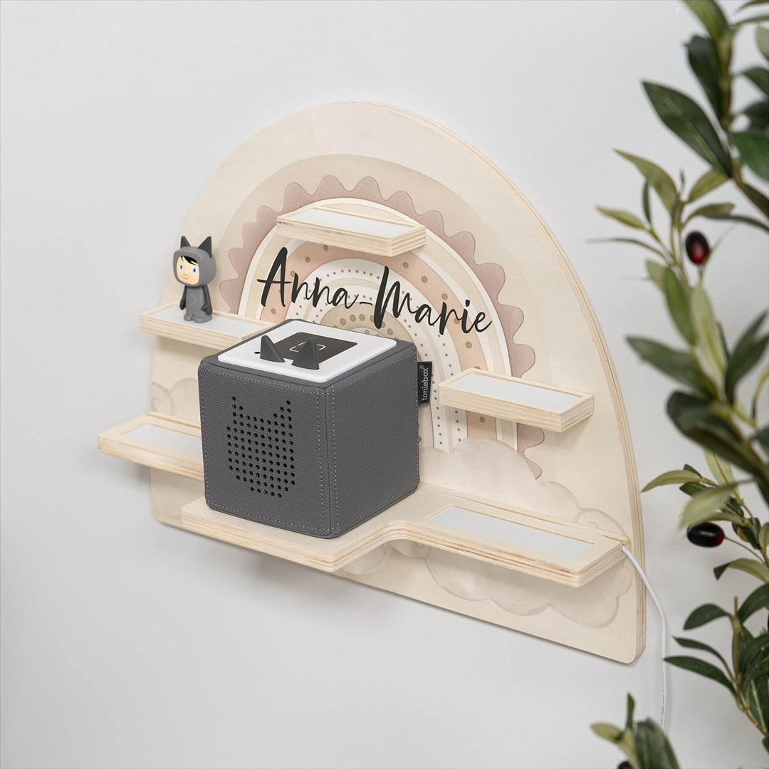 Geschenkfreude Personalisiertes Tonie Regal Mädchen Kinderzimmer - Kinder Wandregal für Tonie Hörfig