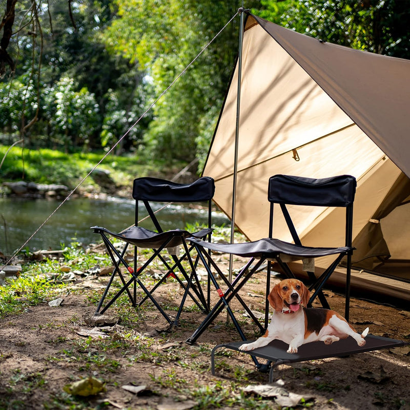 Relaxdays Hundeliege Outdoor, erhöhtes Hundebett bis 35 kg, HBT: 19x111x65 cm, Hunde Feldbett Garten