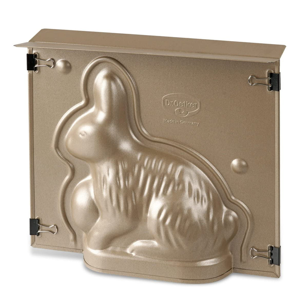 Dr. Oetker Backform Hase zu Ostern – 600 ml Füllvolumen – 3D Kuchenform in Gold mit Antihaftbeschich
