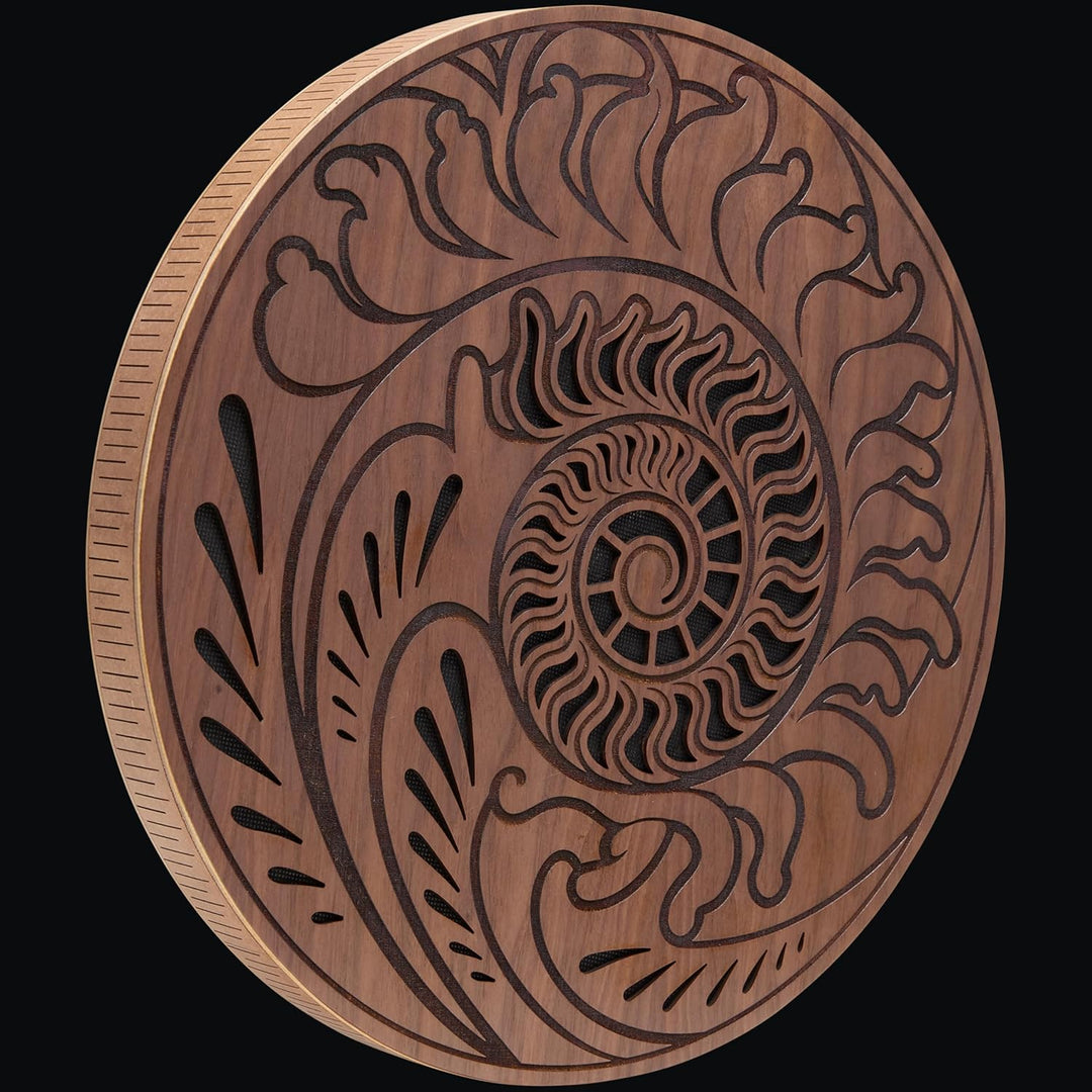 Sonic Energy 15 Zoll Rain Disk – Ozeanklang – Walnussholz mit Gravur – Für Therapie, Klangreise, Ent