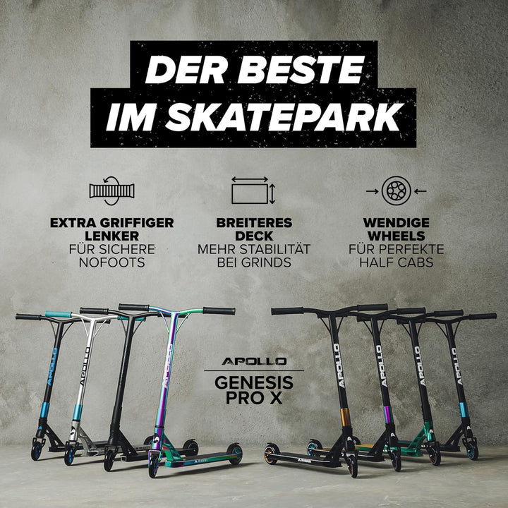 Apollo Stunt Scooter - Genesis Pro X/Pro X Competition, High End Stuntscooter, ABEC 9 Kugellager, Tr