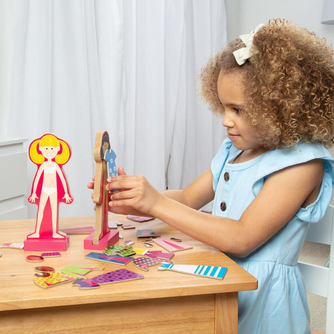 Melissa &amp; Doug - Magnetische Anziehpuppen aus Holz - mit mehr als 60 Teilen für kreativen Ankleidesp