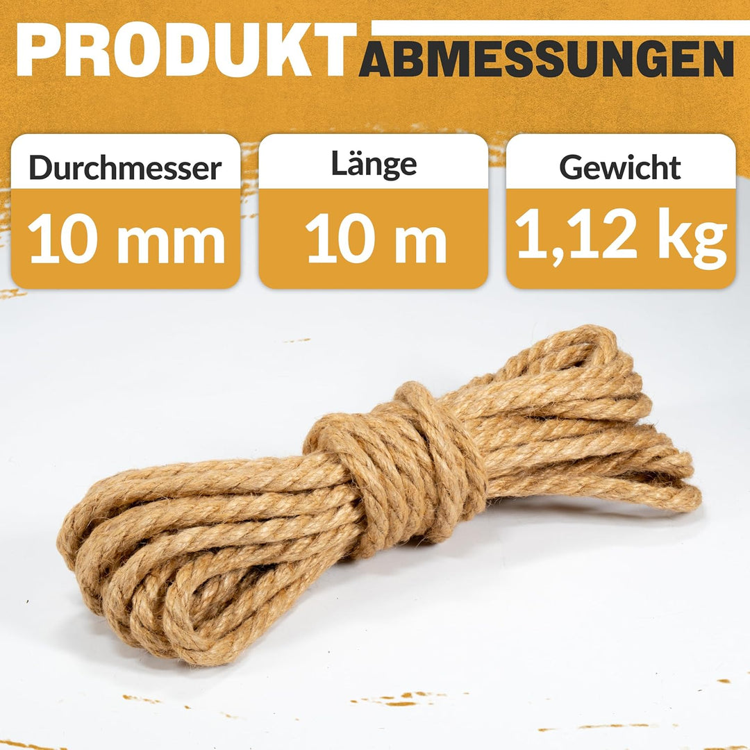 NTS-Nähtechnik Juteseil 10mm - 10m | Juteschnur Jutekordel | Diverse Grössen und Längen 10mm 10.0 Me