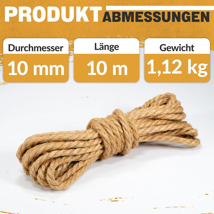 NTS-Nähtechnik Juteseil 10mm - 10m | Juteschnur Jutekordel | Diverse Grössen und Längen 10mm 10.0 Me
