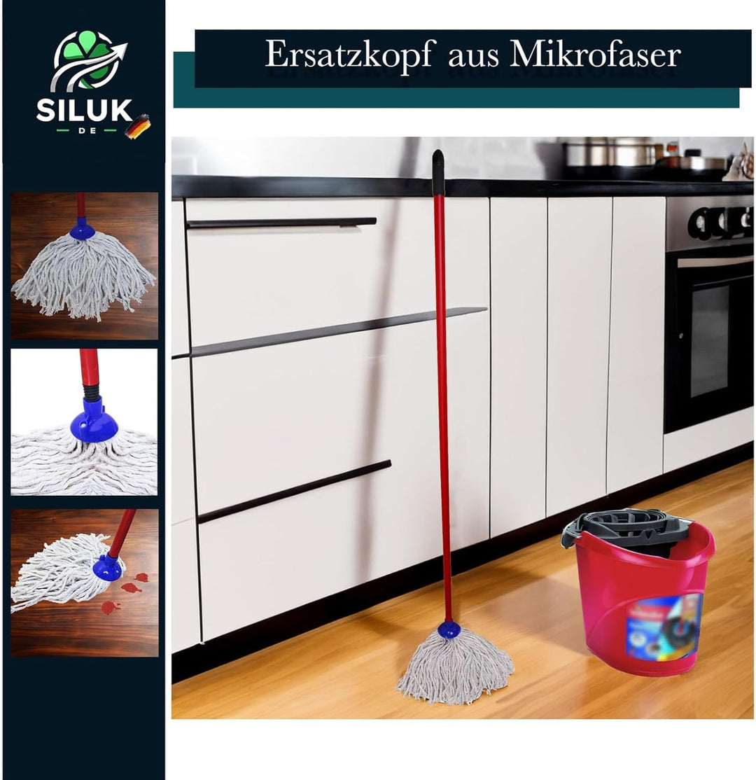 6 x Ersatzkopf für Leifheit Classic Mopp für Alle Flecken Entfernen Boden (Baumwoll_Schnüren), Baumw