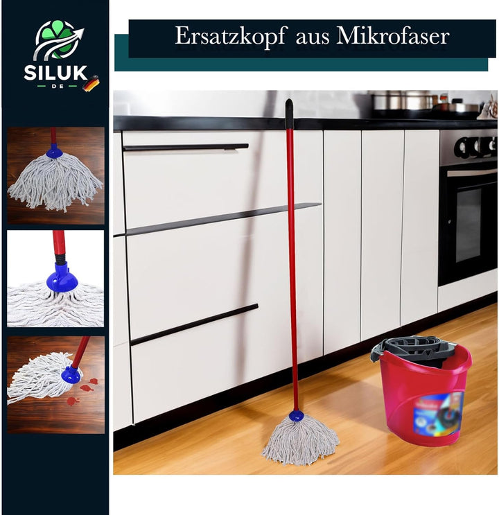 6 x Ersatzkopf für Leifheit Classic Mopp für Alle Flecken Entfernen Boden (Baumwoll_Schnüren), Baumw