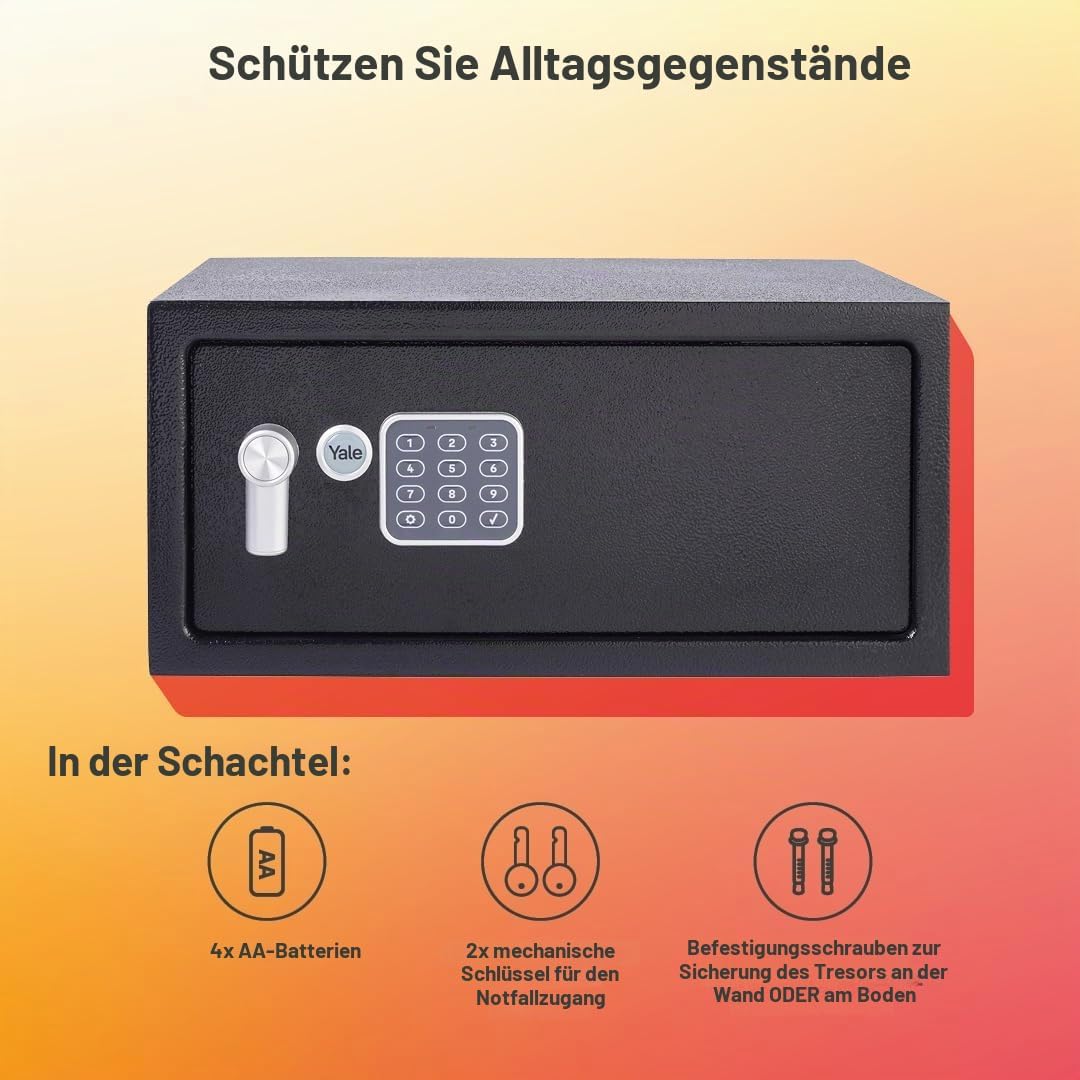 Yale Elektronischer Tresor - Laptop - YLV/200/DB2 - Schwarz - Standardsicherheit Electronic Safe New