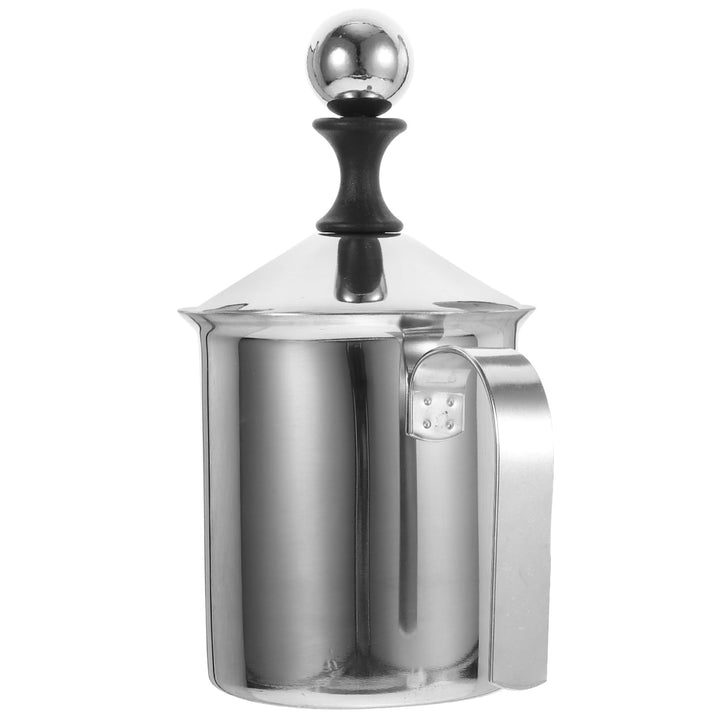 Toyvian 400 Ml Milchaufschäumer Edelstahl Doppelgitter Handpumpe Manuell Für Kaffee Cappuccino Vollm