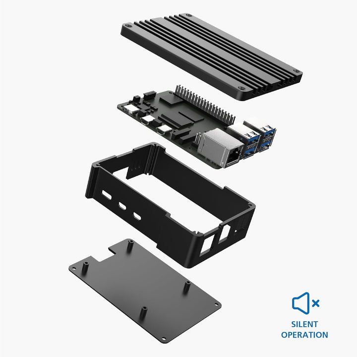 Akasa Pi-5 Pro, Aluminum Raspberry Pi 5 Case with Heatsink, Fanless Passive Cooling, Concealed Micro
