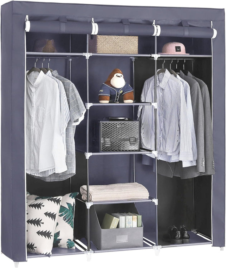 SONGMICS Kleiderschrank, Faltschrank, Stoffschrank, Faltbare Garderobe mit 2 Kleiderstange, 175 x 15