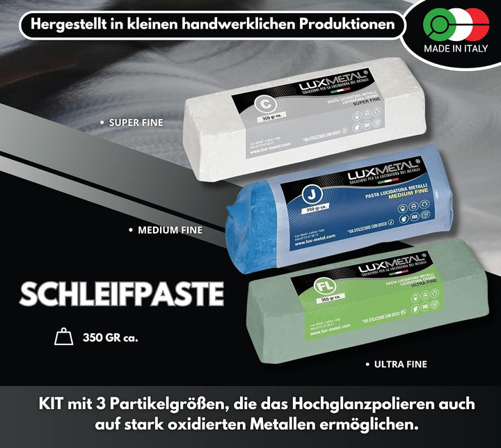 Lux Metal 3 Polierpaste 350 g (FL-C-J) Ultrafein Fein Mittel Schleifpaste Für spiegelnden Glanz Auf