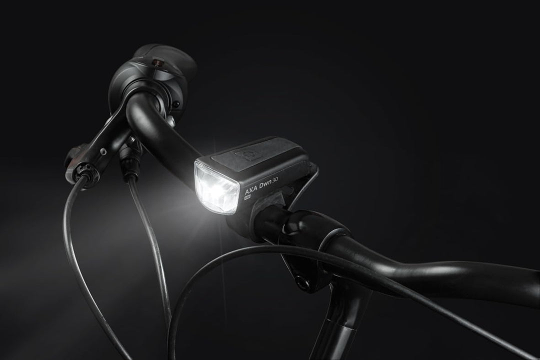 AXA Fahrradlicht Dwn 50 Lux, USB Aufladbar, 11 Stunden Leuchtdauer, Batterieanzeige, StVZO Zugelasse