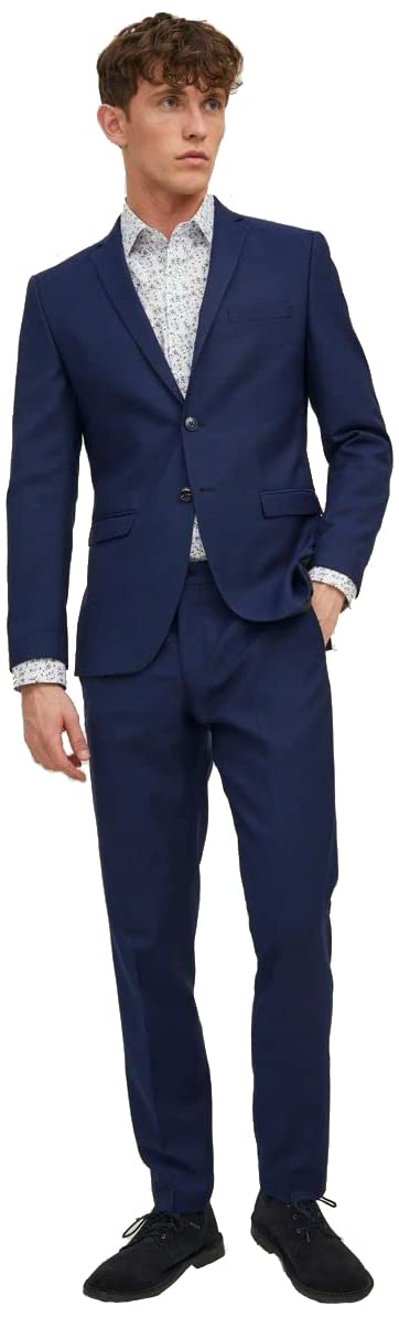 JACK & JONES Male Einreihiger Blazer und Hose JPRSOLARIS Slim Fit Anzug 42 Medieval Blue, 42 Medieva