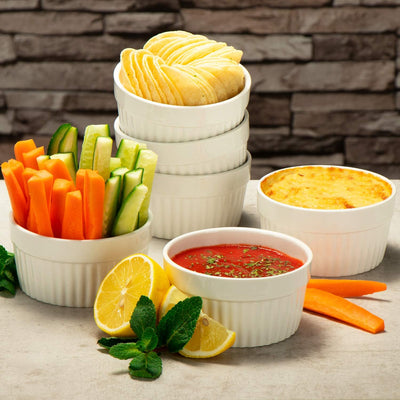 COM-FOUR® 6x Soufflé Förmchen - Creme Brulee Schälchen aus Keramik - Ofenfeste Förmchen - Dessertsch