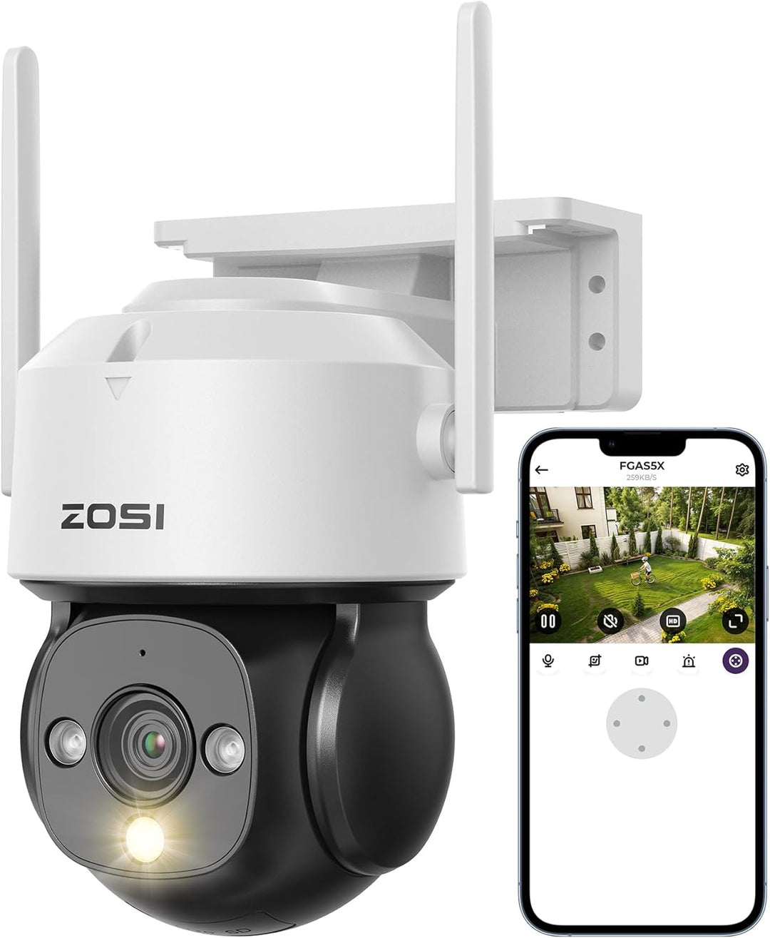 ZOSI 1080p WLAN Überwachungskamera Aussen mit Plug-in Strom, 360° Pan Tilt 2MP WLAN Domekamera, AI P