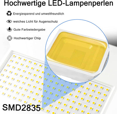 AufuN LED Baustrahler 2x 200W mit Stativ Doppel Strahler Kaltweiss LED Fluter Floodlight inkl. 3M Ka