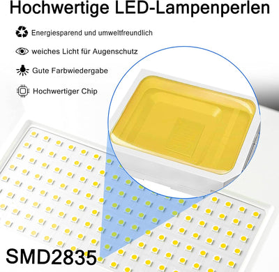 UISEBRT LED Baustrahler 2 * 100W Kaltweiss mit Stativ Baustellen Strahler inkl. Netzkabel LED Fluter