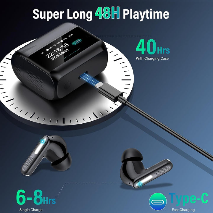 ZYHKON Bluetooth Kopfhörer mit Touchscreen, In Ear Kopfhörer Kabellos Bluetooth 5.4 mit ANC/ENC Mic