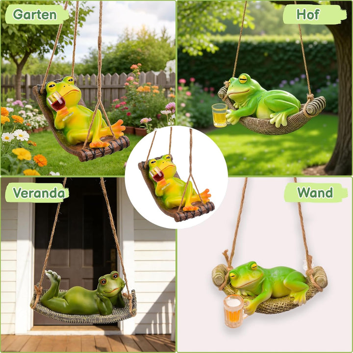 Gartenfrosch-Statuen, hängende Frosch-Gartenfiguren, Dekorationen für drinnen und draussen, Baumschm