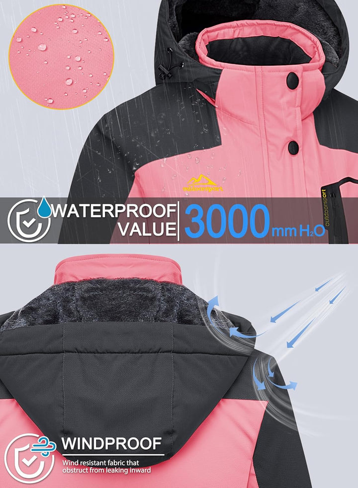 MAGCOMSEN Winterjacke Damen Softshell Funktionsjacke Wasserabweisende Outdoor Ski Jacke Fleece Windd