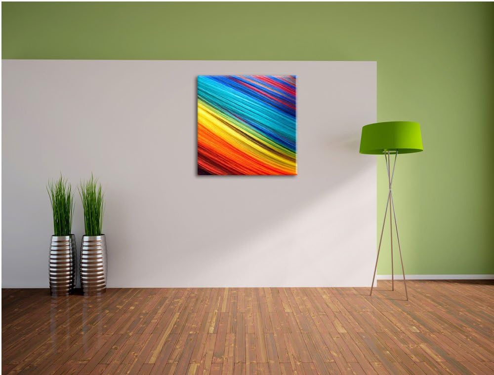 Bunte Streifen, Format: 70x70 auf Leinwand, XXL riesige Bilder fertig gerahmt mit Keilrahmen, Kunstd