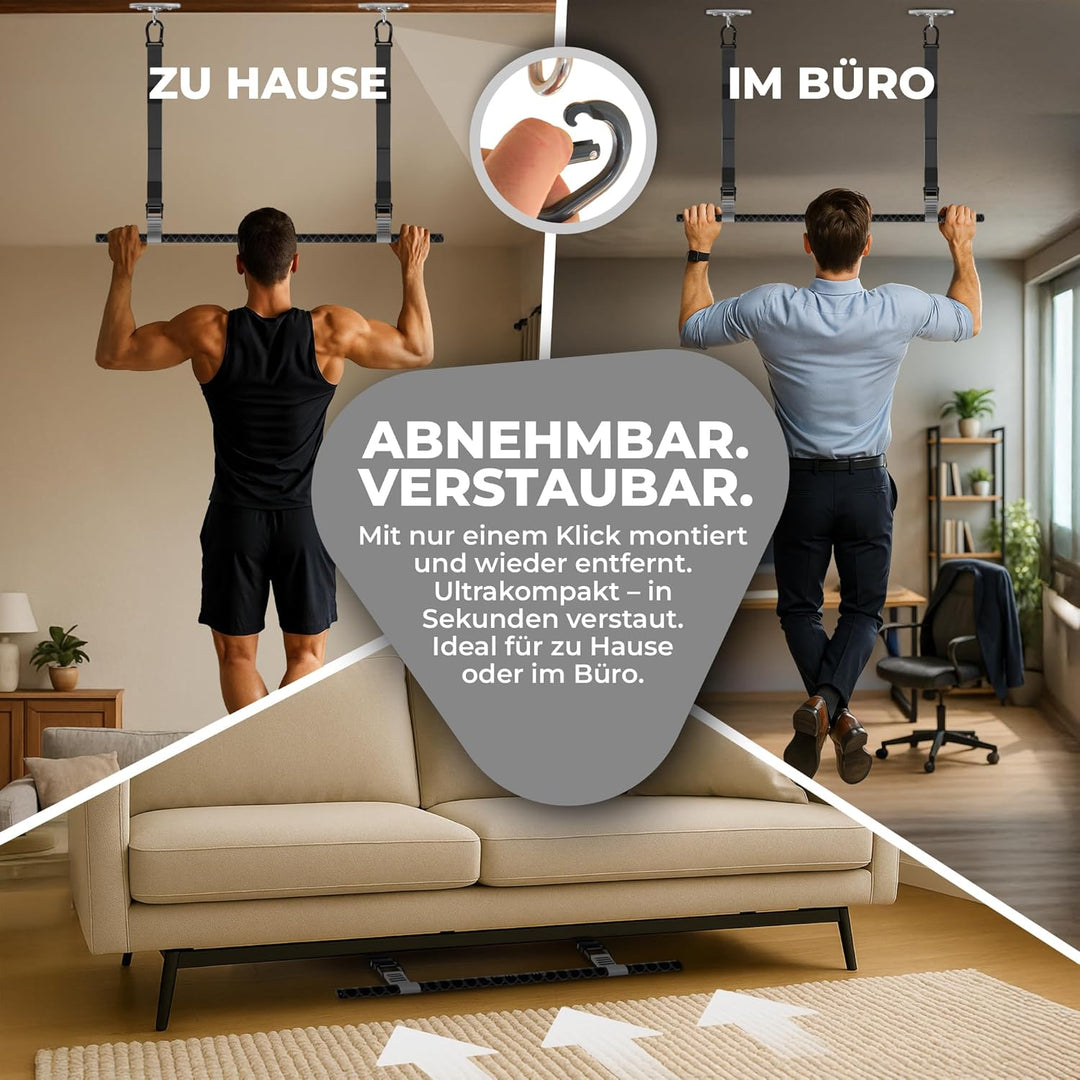 Klimmzugstange Decke, abnehmbar, höhenverstellbar, griffig, platzsparend, verstaubar, zum Aufhängen,