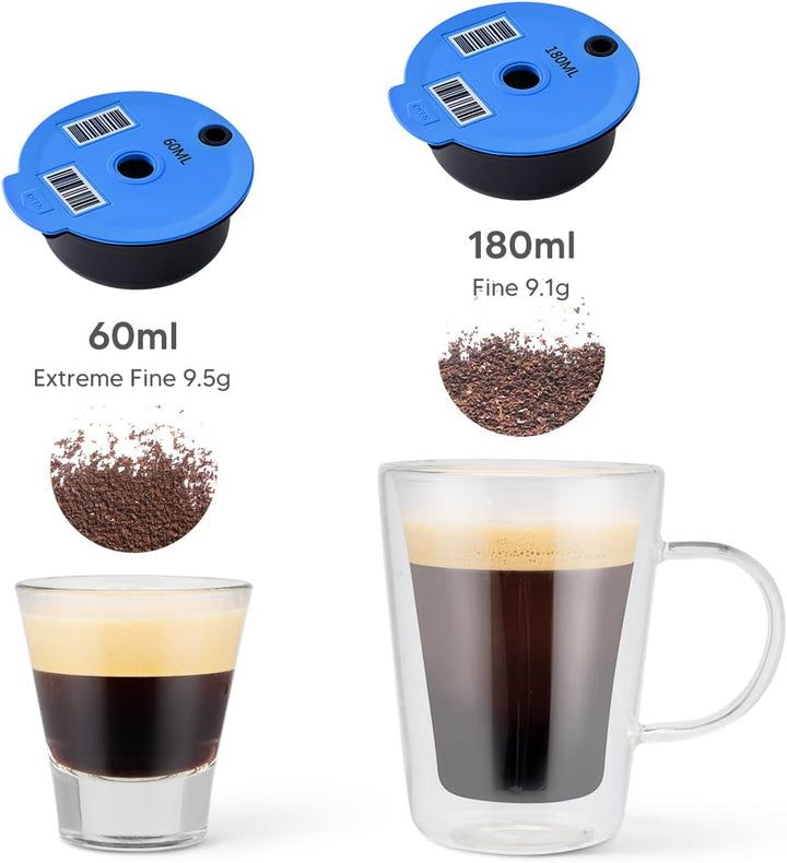 i Cafilas Wiederbefüllbare 2 Kaffeekapsel für Tassimo Bosch,Wiederverwendbare Refill-Kapsel 180ml+60
