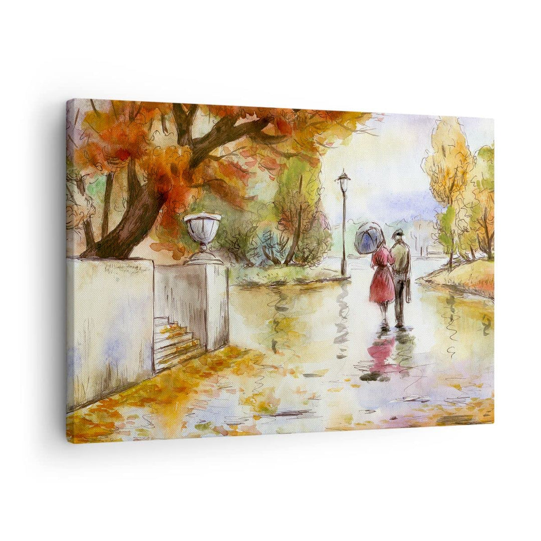 Bilder auf Leinwand Wetter regen herbst park Leinwandbild 70x50cm Wandbilder Dekoration Wohnzimmer S