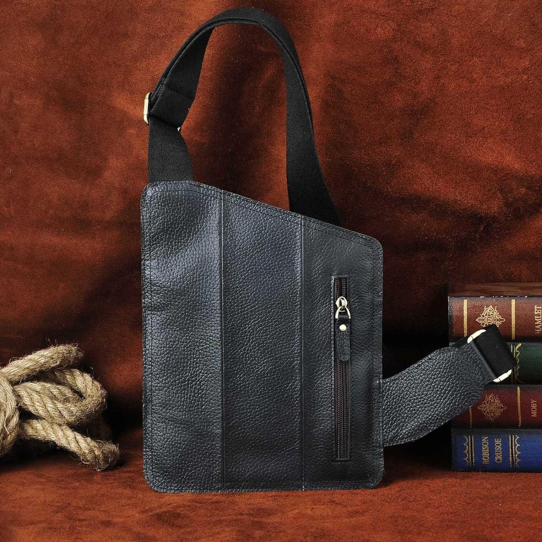 Le’aokuu Herren Echtes Leder Brusttasche Crossbody Bag Sling Bag Schultertasche Gurteltasche Umhänge
