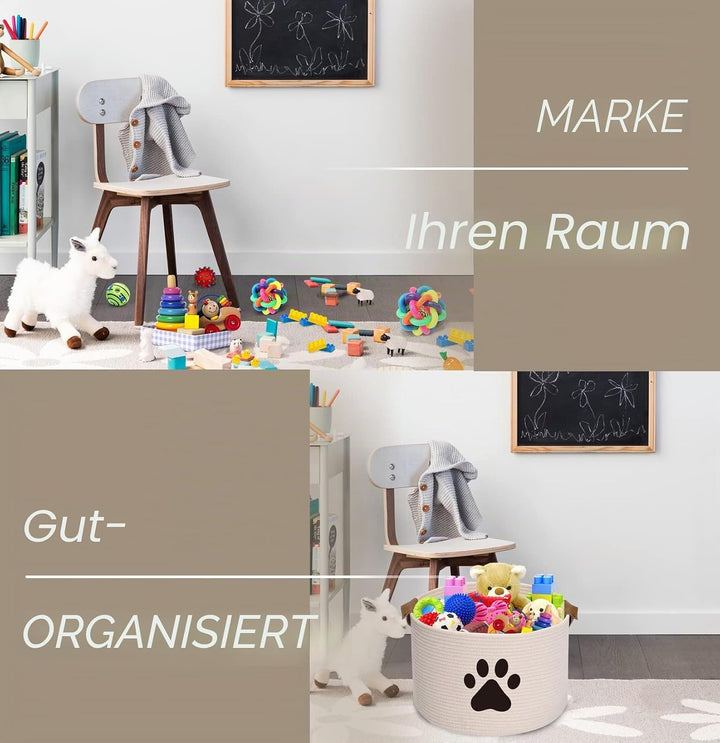 Morezi Hundespielzeug Aufbewahrungskorb，Hunde spielzeugkorb,Aufbewahrungskorb aus Baumwollseil, idea