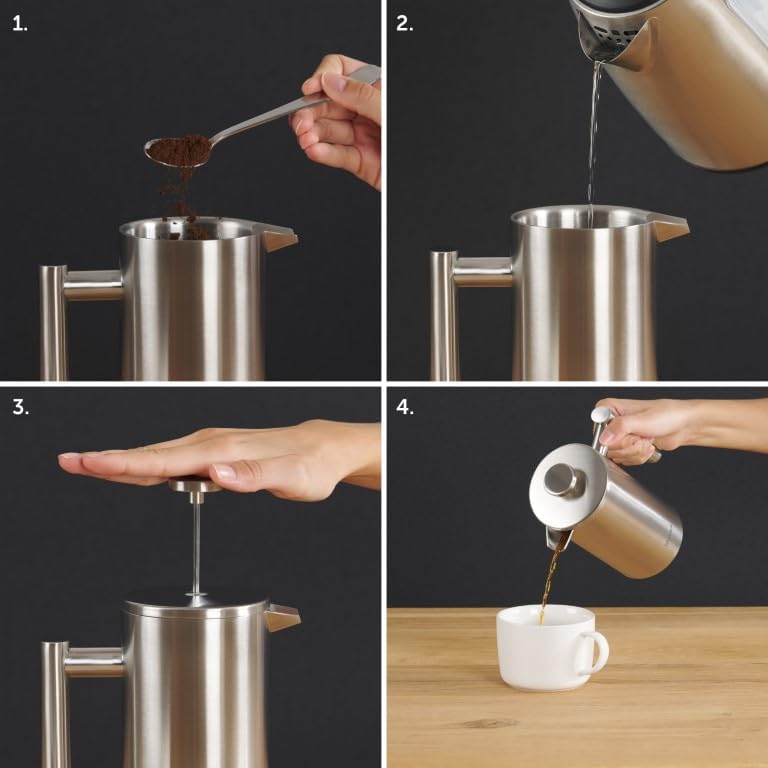 Blumtal French Press aus Edelstahl 350 ml (2 Tassen) - Thermo Kaffeebereiter doppelwandig isoliert m