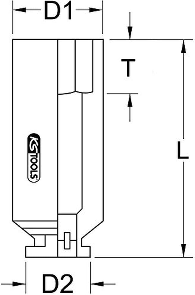 KS Tools 515.1846 1" Sechskant-Kraft-Stecknuss, lang, 46mm 46 mm, 46 mm